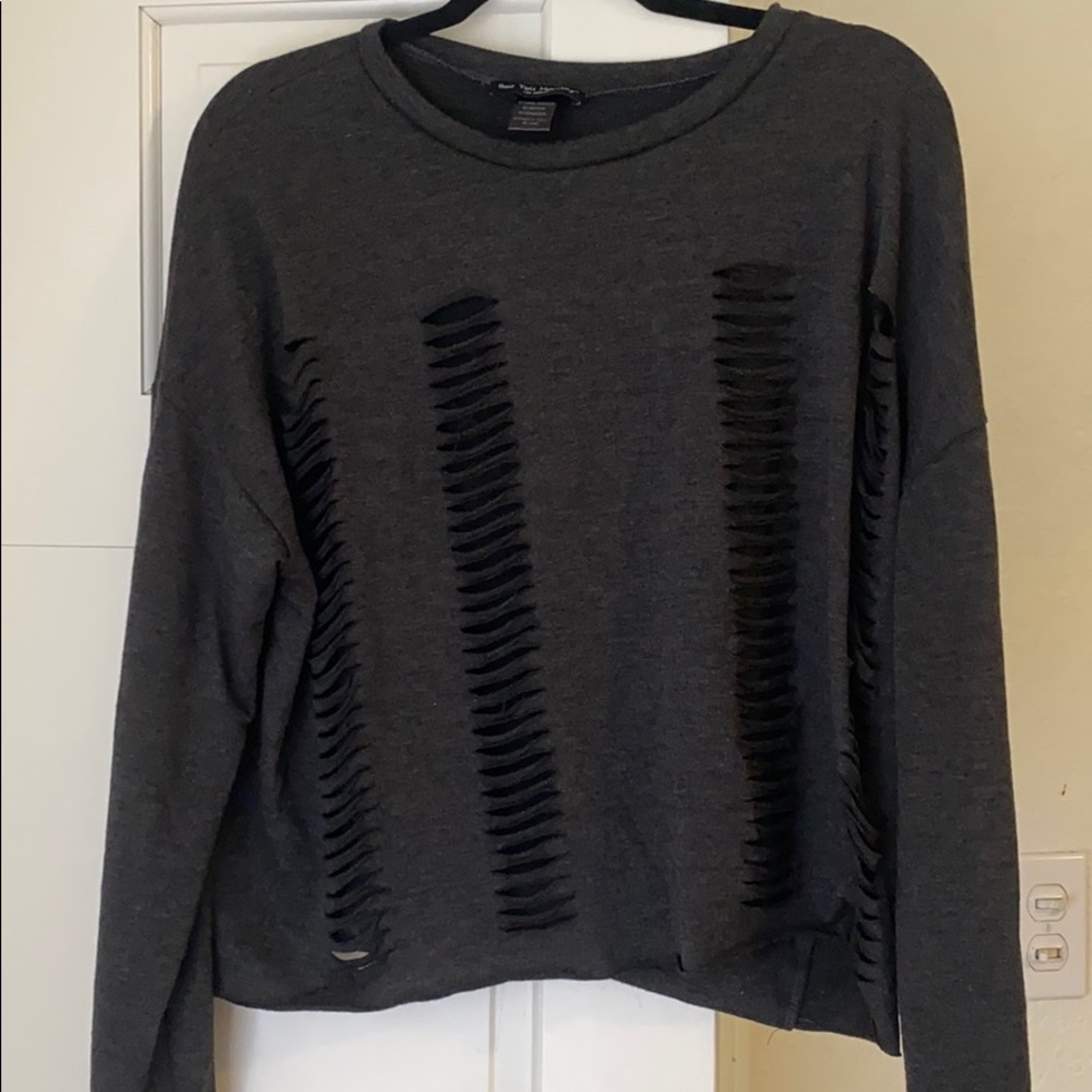 Ripped distressed long sleeve top